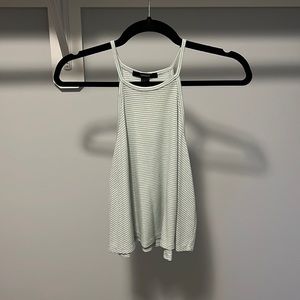 Blue and white striped cropped tank top